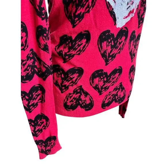 Desigual Red Heart Print Sweater Top Y2K Graphic Long Sleeve Women’s M - Picture 6 of 8
